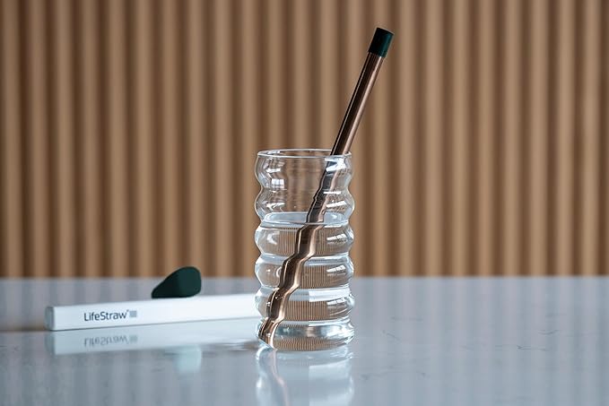 LifeStraw Sip 3-Pack, Reusable Stainless Steel Water Filter Drinking Straw with 3 Carry Cases, Removes Microplastics, Bacteria and Parasites for Travel and Everyday Use, Copper