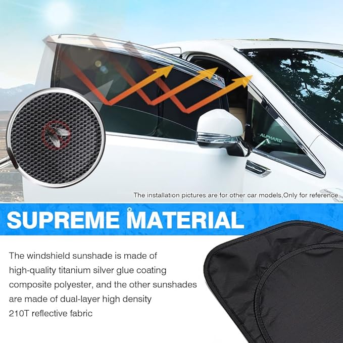 T TGBROS Windshield Sun Shade for Toyota Tundra 2022-2025 2026 Car Window Shades Thicken UV Block and Blackout Privacy Foldable Sunshades 6PCS Accessories Keep Cool Sun Visor Covers