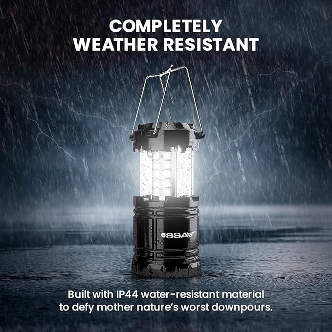 8 Pack LED Camping Lantern, LED Lanterns, Suitable Survival Kits for Hurricane, Emergency Light for Storm, Outages, Outdoor Portable Lanterns, Black, Collapsible | Batteries Included