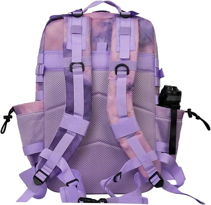 45L Military Tactical Backpack for Men & Women Bug Out Bag Assault pack Molle Daypack Hiking Trekking Rucksack (2.0 side pockets (cloud purple))