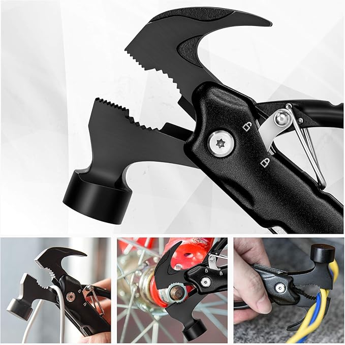 BIIB Gifts for Men, 12 in 1 Hammer Multitool, Fathers Day Mens Gifts for Husband Dad, Anniversary Birthday Gifts for Men, Fathers Day Dad Gifts from Daughter Son, Camping Essentials Survival Gear Tool