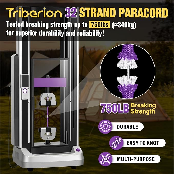 Paracord Rope 750 lb - 200ft 5/32" Parachute Cord 4MM 12-Strand para Cord - Heavy Duty Spool String for Survival,Camping Gear, Survival Bracelet, Clothesline - Purple
