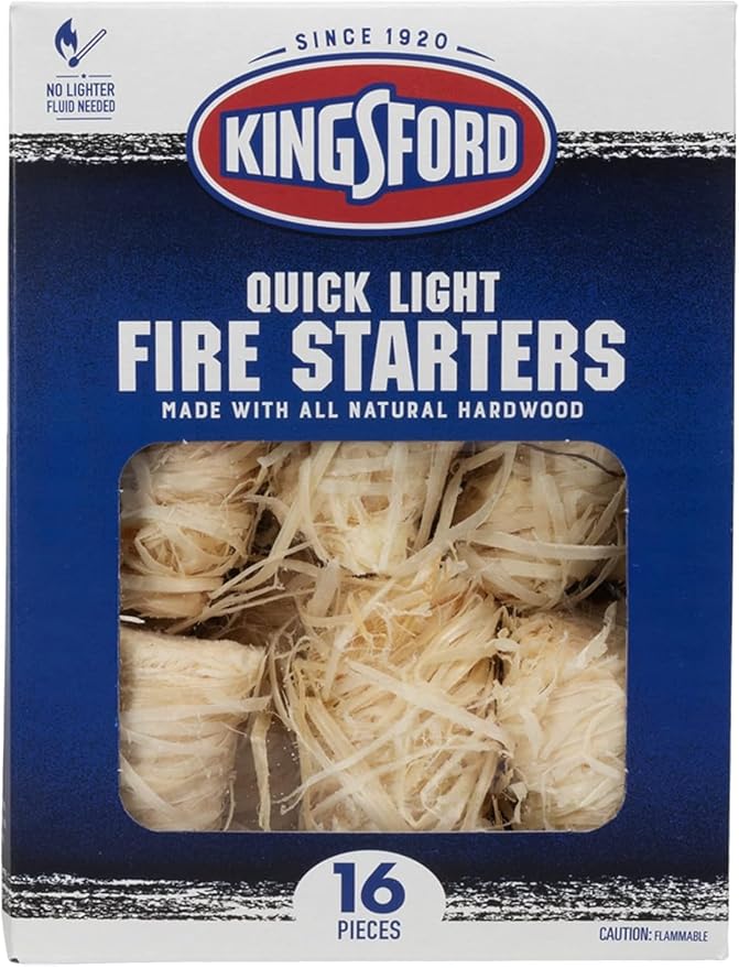 Kingsford Quick Light Fire Starter Rolls, All Natural Hardwood with Paraffin, Water Resistant and Easy Lighting for Charcoal, Pellet Grills, Smokers, Campfires, Outdoor Fireplaces, 16 Count - 2 Pack
