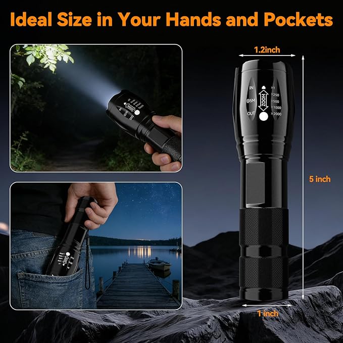 BESTSUN LED Flashlight 2 Pack, Small Flashlights Powerful High Lumens 5 Modes, Waterproof Zoomable Mini Flash Light for Home Emergencies Camping Essentials, Christmas Stocking Stuffers Gifts for Men