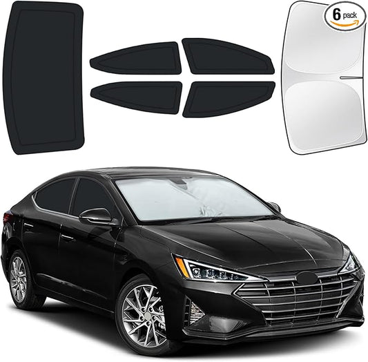 for Hyundai Elantra 2017-2020 Car Window Shades, 6pcs Privacy Sun Shade Set for Front Windshield Side and Rear Windows, Full Window Covers Keeps Vehicle Cool for Camping Napping