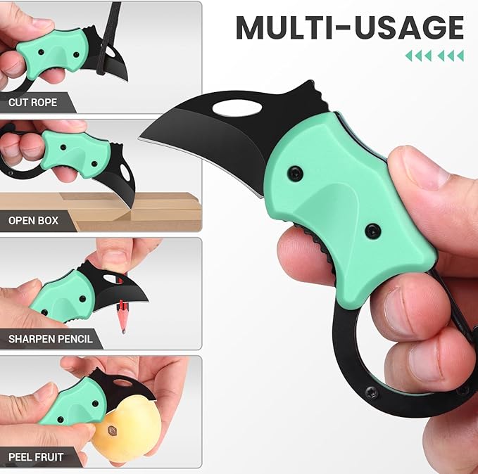 FUNBRO Small Pocket Knife for Men, Cool Folding Knife Box Cutter with 1.34 inch Sharp Blade, EDC Knives Tool for Everyday Carry, Great Gift for Men (Light Blue)