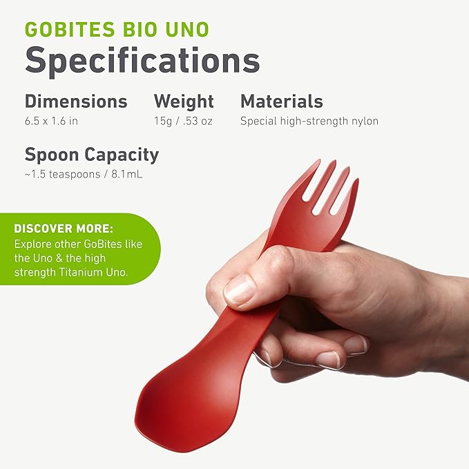 humangear GoBites Bio Uno Spork - Durable Plant-Based Travel Utensil, Mint/Forest Green/Light Green, Bio Uno 3-Pack