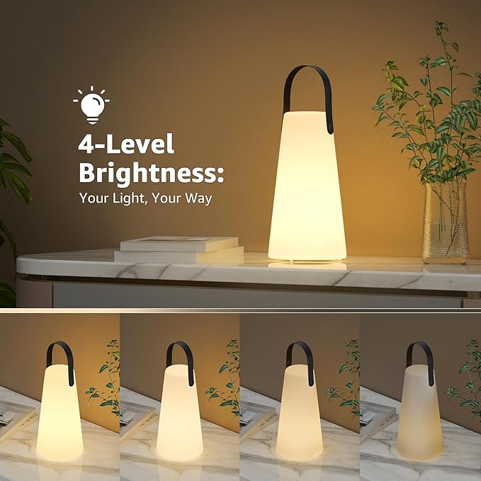2 Pack Outdoor Lamps, NiceBuy Rechargeable Outdoor Lanterns Table Lamp with IP44 Waterproof, Battery Operated Portable Hanging Cordless Outdoor Lamp RGB Colors for Patio Camping Balcony Porch