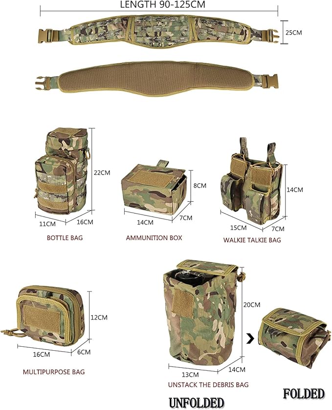 YAKEDA Tactical Battle Belt Duty Belt Law Enforcement Utility Belt Police Belt Set 5 PCS