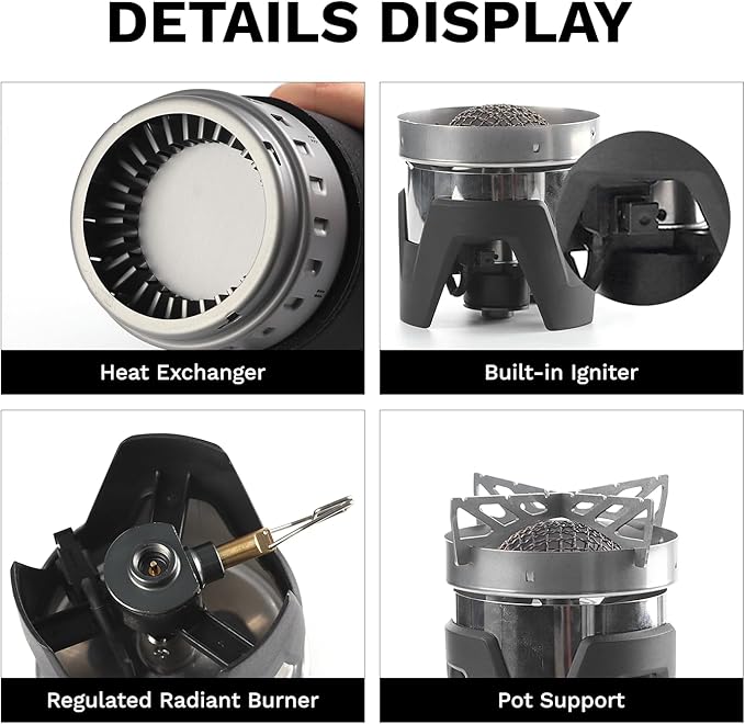 Fire-Maple Crater Radiant Cooking System - w/Micro Pressure Regulated Valve, Solo Compact and Windproof Water Boiler, Ideal for Hiking, Climbing, Camping and Emergency uses, 0.8L.