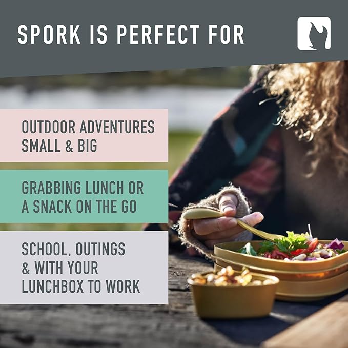 Light My Fire Spork Original 2-Pack 3-in-1 Camping Spoon Fork Knife Combo Reusable Travel & Camping Utensils Lunch Spork Outdoor Backpacking Hiking Picnic Utensil BPA Free, HazyBlue/DustyPink