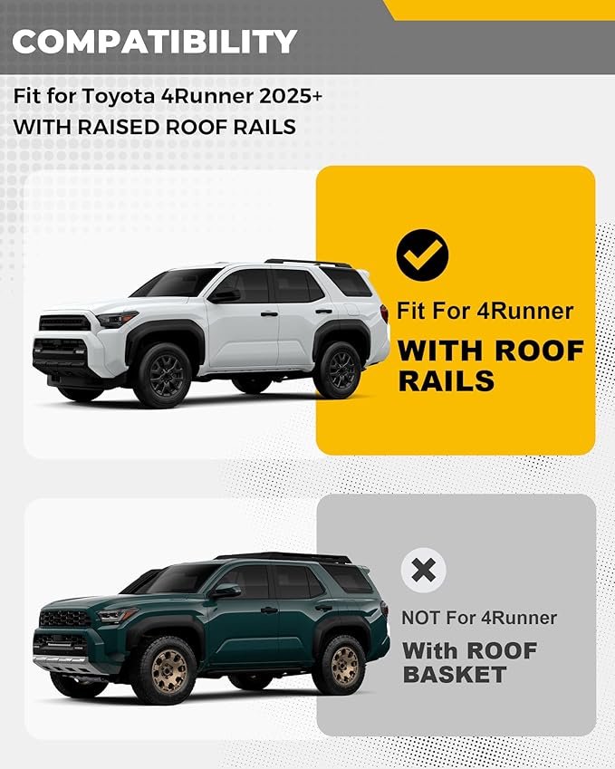 330LBS Lockable Cross Bars Roof Rack Fit for 2025 2026 Toyota 4Runner Aluminum Crossbars Cargo Bar Luggage Baggage Carrier Rooftop Accessories, for Storage Bag Kayak Snowboard Canoe Bike