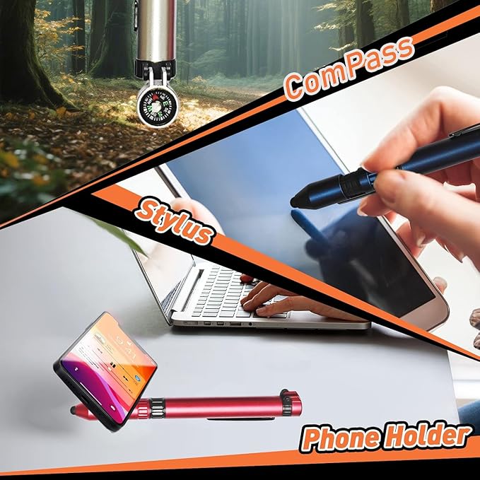 (5 pcs) LED Lighted Pen, Compass Multifunctional Ballpoint Pen with for Camping, Summer Camp, Hiking, Outdoor Activities, Emergency Survival Tool, Party Favor, Prizes and Incentives