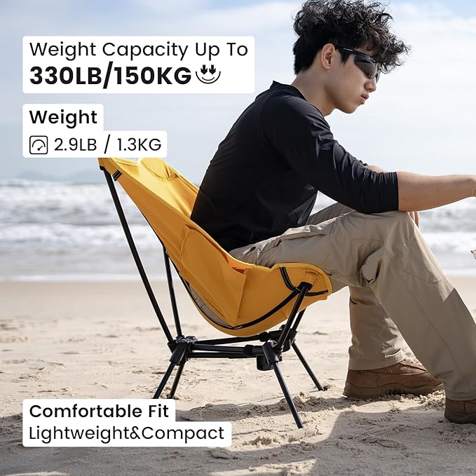 ONETIGRIS Tigerblade Camping Chair, Lightweight Folding Backpacking Hiking Chair, Compact Portable 330 lbs Capacity