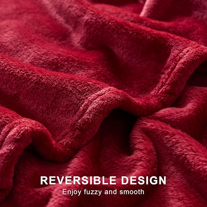Hansleep Fleece Red Throw Blanket, Super Soft Flannel Fuzzy Plush Cozy Blanket for All Seasons, Red, Throw 50x60 Inches