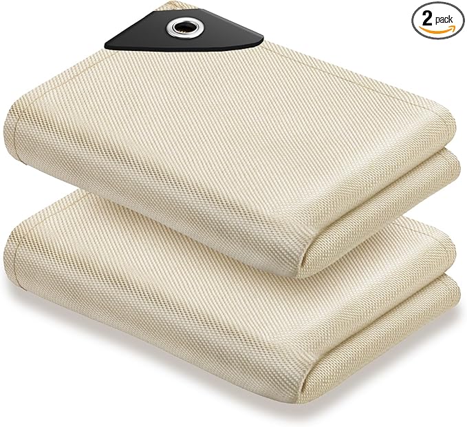 Welding Blanket Fire Resistant Large - 2 Pack 4x6ft Fiberglass Flame Retardant Fabric 1022 °F High Temp Heat Shield Blankets Insulation Mat for Soldering, Grill, Industrial, Smoker, Camping
