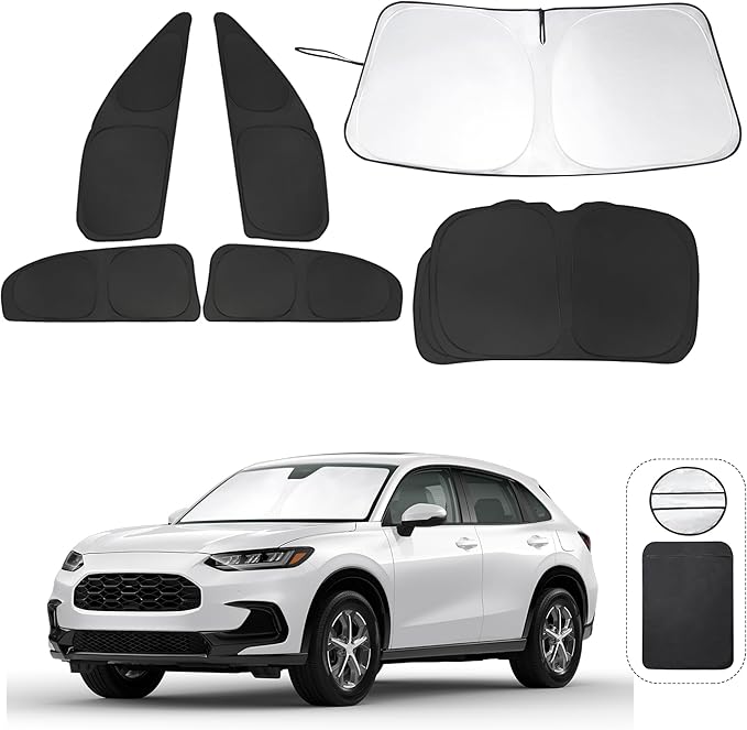 6PCS YYCKE Window Shades for HR-V 2023-2025 for Honda Accessories Side Full Windows Windshield Sun Shade Sun UV Rays & Privacy Protection for Camping,Napping,and Relaxing
