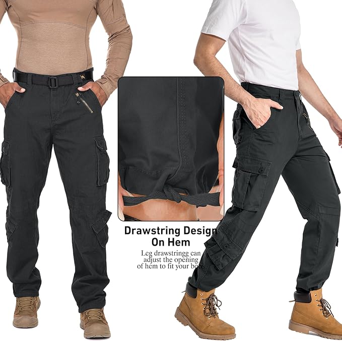 Men's BDU Casual Military Pants, Tactical Wild Army Combat ACU Rip Stop Camo Cargo Work Pants Trousers with 8 Pockets