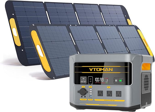 VTOMAN FlashSpeed 2400 Portable Power Station With 400W&200W solar panel, 1408Wh LiFePO4 (LFP) Battery, Full Charge in 58 Min,2400W(Peak 3200W) Solar Generator for Home Backup Power, Camping & RVs
