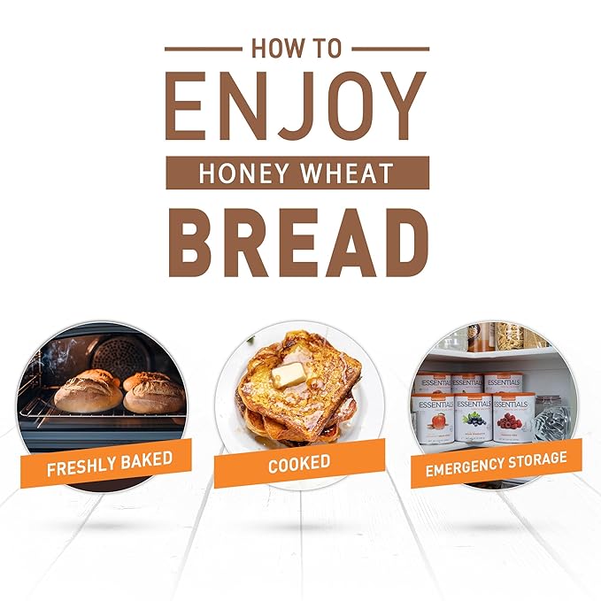 Emergency Essentials Honey Wheat Bread #10 Can, Emergency Just Add Water Mix, Emergency Preparedness, Nutritious Food, Bulk Storage, Long 25-Year Shelf Life
