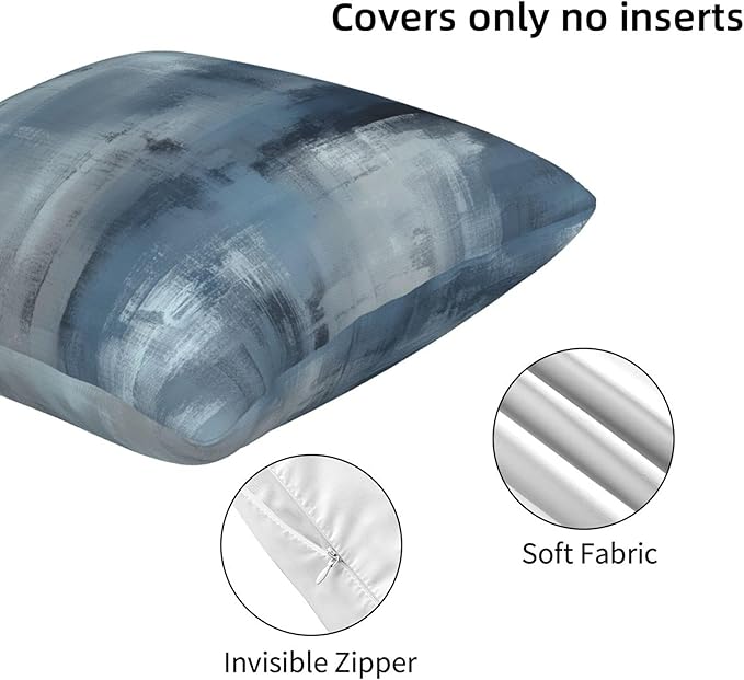 Blue Abstract Throw Pillow Covers 18x18 inch Set of 2 Pillow Case Cushion Cover for Home Sofa Couch Living Room Car Decor