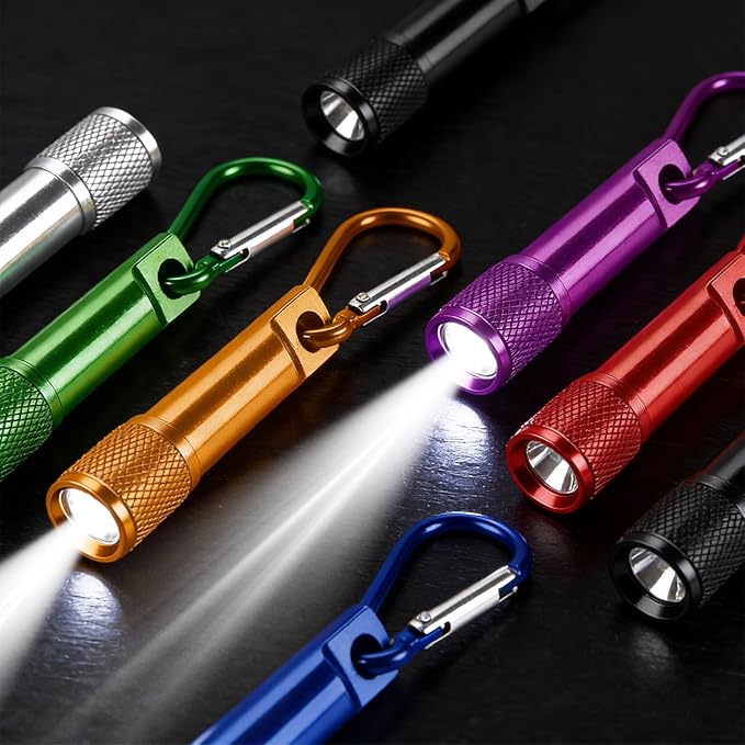 42 Pcs Mini LED Keychain Flashlight with Carabiner Clip, Compact Metal Emergency Light for Camping Hiking Cycling Survival Kits