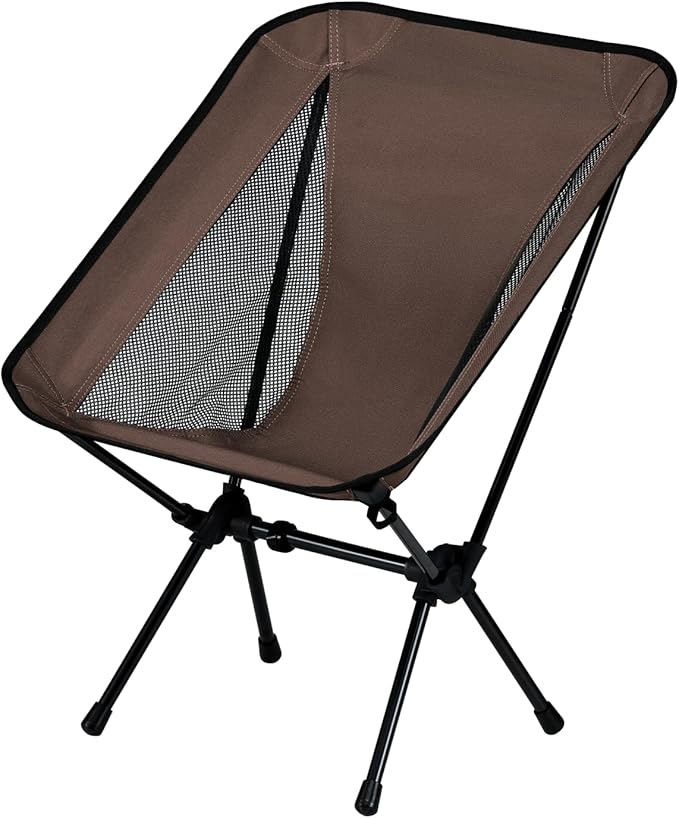 Lightweight Portable Essential Compact Camping Chair,Sturdy with X-Frame,120kg Capacity,Foldable with Carry Bag,Quick Setup for Outdoor,Hiking,Beach,Backpacking (Chestnut Brown)