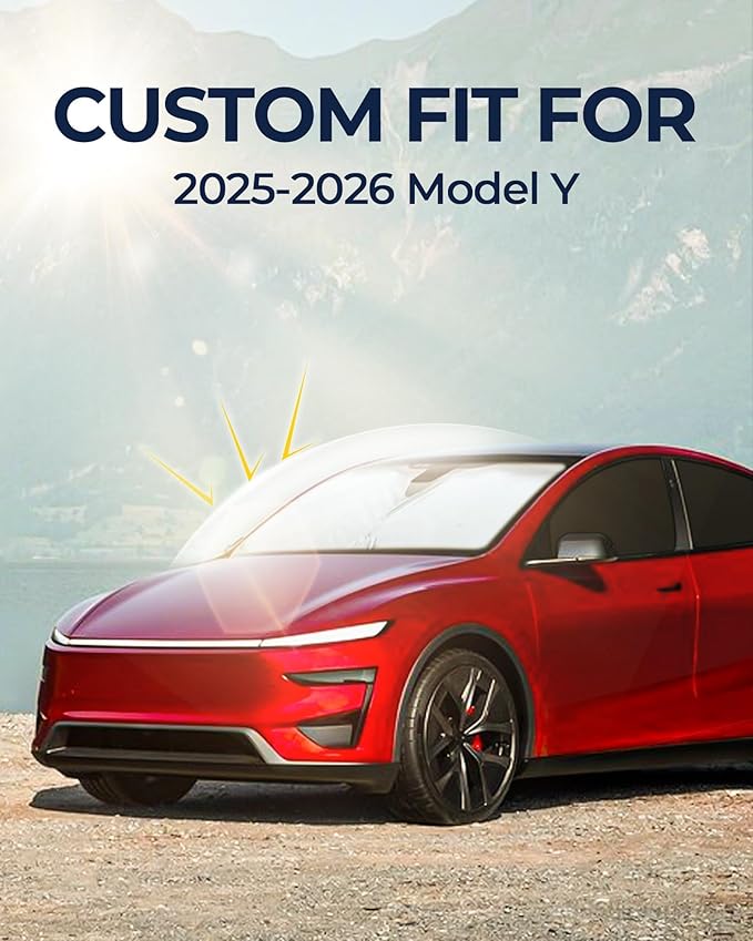 Fit for Tesla Model Y Juniper 2025 2026 Car Window Shades with Suction Cups (No Falling), 8pcs Privacy Sun Shade Set for Front Windshield Side and Rear Windows, Full Window Covers for Camping Napping