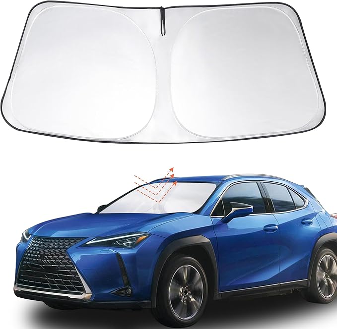 Windshield Sun Shade Custom Fit 2019-2024 2025 2026 Le-xus UX 200/250h/260h/300h/300e Accessories Foldable Sunshade Sun Blocker Front Window Shades Covers Keep Car Cooler
