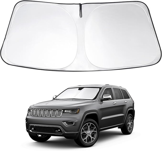 Windshield Sun Shade Custom Fit 2011-2018 2019 2020 2021 2022 2023 2024 2025 2026 Jeep Grand Cherokee Accessories (NOT for Grand Cherokee L & Jeep Cherokee) Foldable Front Window Sunshade
