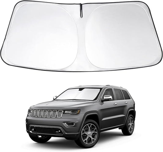 Windshield Sun Shade Custom Fit 2011-2018 2019 2020 2021 2022 2023 2024 2025 2026 Jeep Grand Cherokee Accessories (NOT for Grand Cherokee L & Jeep Cherokee) Foldable Front Window Sunshade