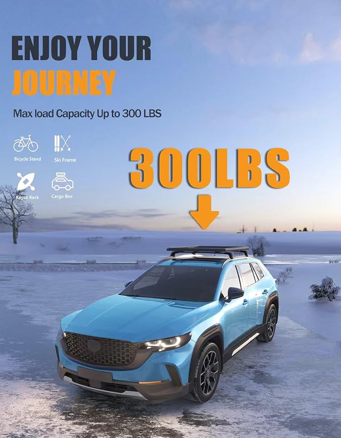 KINGGERI 300lbs Roof Rack Cross Bars Compatible with Mazda CX50 CX-50 2023 2024 2025 2026, Lockable Aluminum Roof Rails Crossbars Rooftop Cargo Basket Carrier Bag Luggage Rails