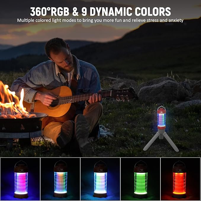 Wurkkos CL01 Camping Lantern Rechargeable, 550LM Camping Light with Magnet Base, RGB Light, Stepless Dimming, Up to 300H Runtime, Led Lantern for Power Outages, Hurricane, Camping, Red, Best Gift