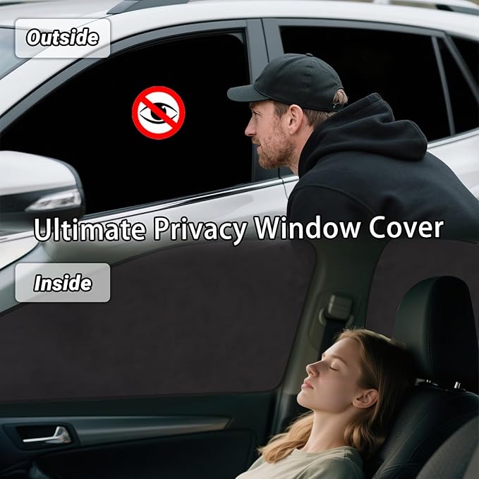 XCBYT Car Window Shades for 2019-2024 Toyota RAV4, Suede Fabric Car Window Covers for Privacy, Custom Fit Design Without Built-in Steel Rings, UV & Heat Protection, Magnetic Installation