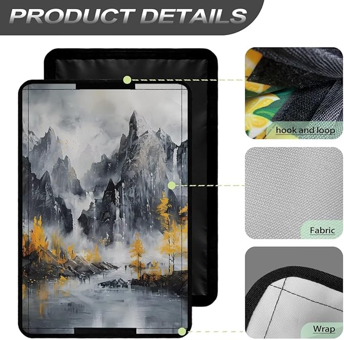 RV Door Window Shade Cover with Landscape Print, Foldable Travel Trailer Motorhome Rv Screen Door Protector, Sun Shade Windshield Blackout Shower Curtains Coverage Accessories
