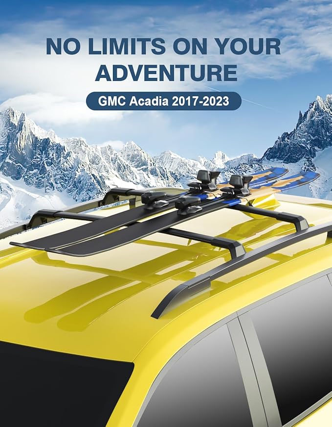 Roof Rack Cross Bars 220lbs Compatible with GMC Acadia 2017 2018 2019 2020 2021 2022 2023(with Raised Rails), All-Metal Aluminum Heavy Duty Crossbar Luggage Racks Roof Rails Rooftop