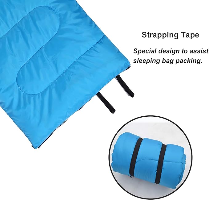 DESERT & FOX Cotton Flannel Sleeping Bags with Pillow, 4 Season Warm & Cold Weather Envelope Compression Sack, Lightweight & Portable Backpacking Sleeping Bag for Outdoor Camping, Hiking, Traveling