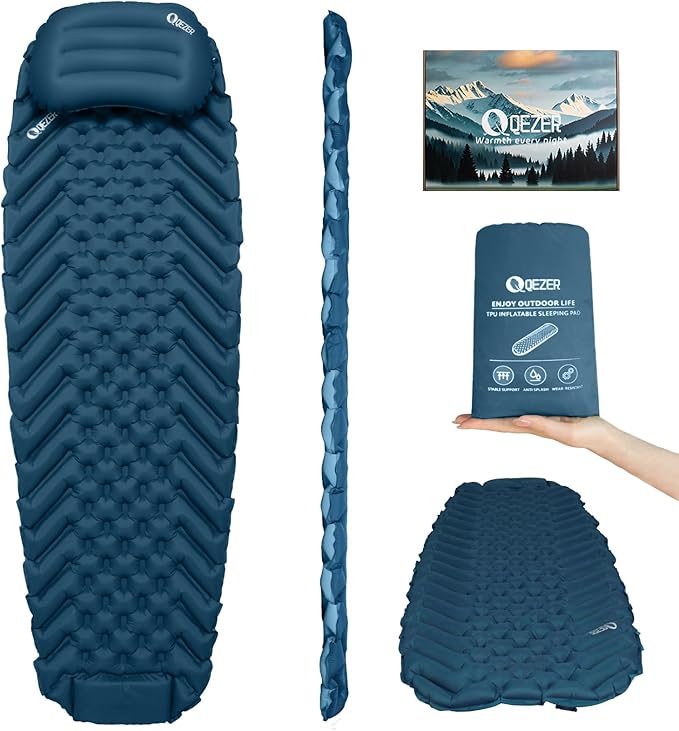 Ultralight Backpacking Sleeping Pad for Camping, with Inflatable Neck Camping Pillow, Lightweight Inflatable Sleeping Pad for Adults, Portable for Hiking, Car Travel - Durable & Comfortable