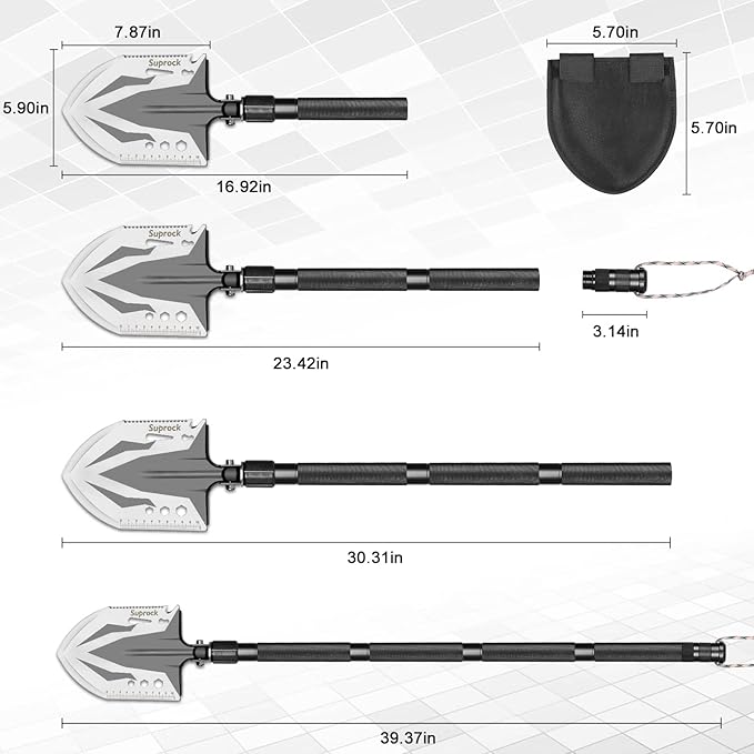 Survival Shovel High Carbon Steel Tactical Shovel Axe Folding Entrenching Tool Camping Hiking Shovel Carrying Pouch Car Emergency Survival Gear