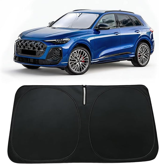 Windshield Sun Shade for Audi Q5 2018-2025, Car Front Window Sunshade with 240T Sun Visor Protector Blocks UV Rays Heat Sun Shield Accessories