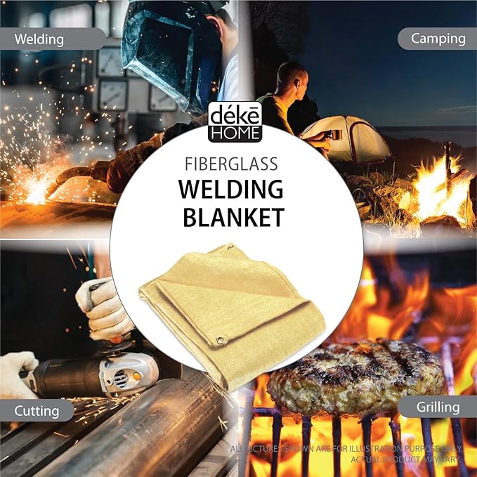 Deke Home - Fireproof Welding Blanket 4x6 ft, Heavy-Duty Fiberglass Fire Shield for Welding, Heat Resistant 1,000°F, Fire Retardant, Fireproof Insulation Blankets for Home, Kitchen & Industrial Use