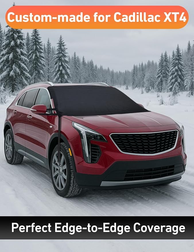 EcoNour Car Snow Cover Compatible for Cadillac XT4 | Windshield Cover for Ice and Snow with S-Hook Straps | Heavy-Duty 600D Oxford Winter Car Cover, Waterproof & Anti-Slip