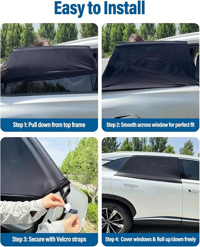 Car Window Shades 2 Pack, FOLUMAD Side Car Window Rear Sun Shades for Baby, Anti-UV Protection Breathable Mesh Camping Window Covers for Truck SUV, Protect Privacy for Kids, Family