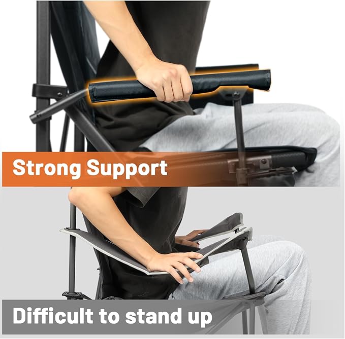 TIMBER RIDGE Oversized Folding Camping Chair High Back Heavy Duty for Adults Support up to 500lbs with Cup Holder, Side Pocket Cooler Bag 2 Pack