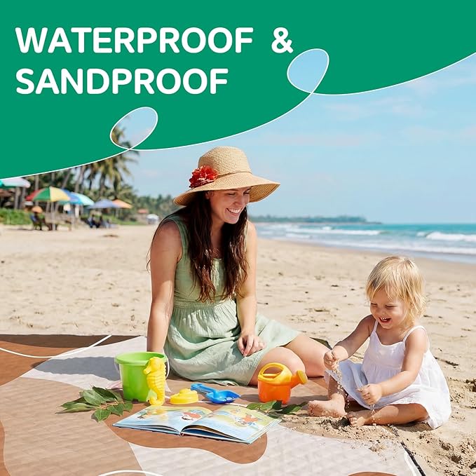 Waterproof Beach Blanket Picnic Outdoor Camp Mat Towel Family Beach Trip Essentials Summer Vacation Must Have Travel Accessories Lake Day Necessities Stuff Thing Need Gear Gift Supplies 2026