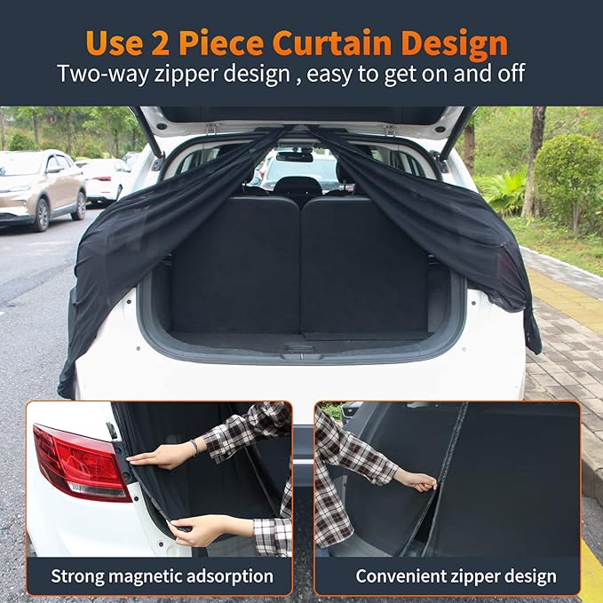 Car Tailgate Mesh Screen for SUV Van, Breathable Magnetic Car Screen for Tail Gate Hatch Camping Gear Accessories