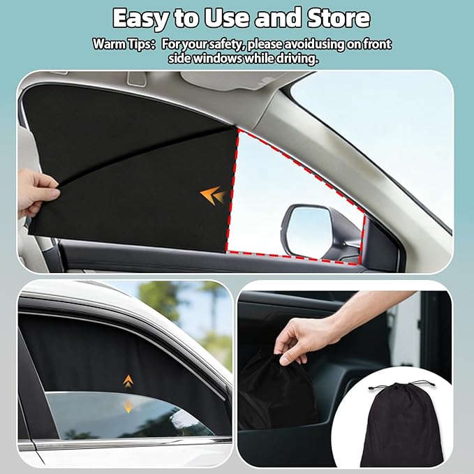 XCBYT Car Window Shades for 2017-2022 CRV, Suede Fabric Car Window Covers for Privacy, Custom Fit Design Without Built-in Steel Rings, UV & Heat Protection, Magnetic Installation