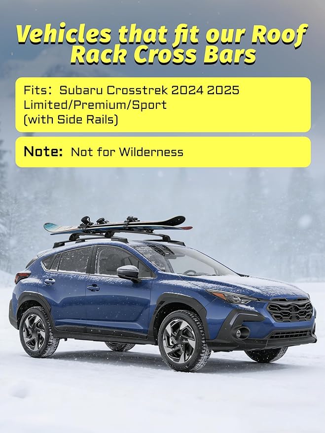 Crosstrek 2024 2025 Limited/Premium/Sport Lockable Roof Rack Cross Bars,Heavy Duty Black Aluminum Roof Rack, Fit Side Roof Rails (Not for Wilderness), Rooftop Cargo Carrier Luggage Cross Bars