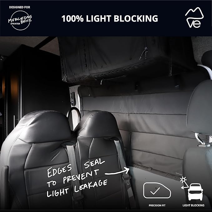 VanEssential Insulated Stealth Blackout Magnetic Window Cover Designed for Mercedes-Benz NCV3 & VS30 (Van Years 2007 to Current), Crew Window (Bare Metal Window Frame Only), Black