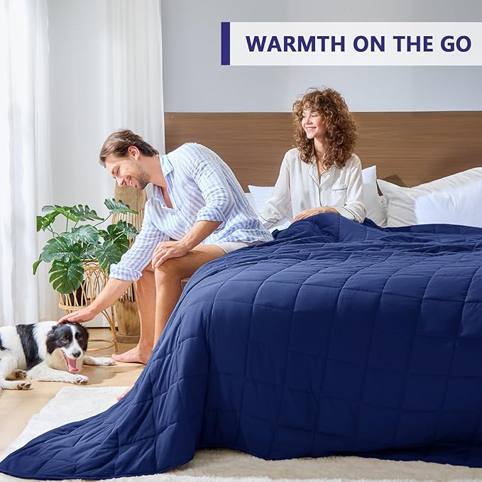 yescool Weighted Blanket for Adults (30 lbs, 88" x 104", Blue) Cooling Heavy Blanket for Sleeping Perfect for 290-310 lbs, King Size Breathable Blanket with Premium Glass Bead, Machine Washable